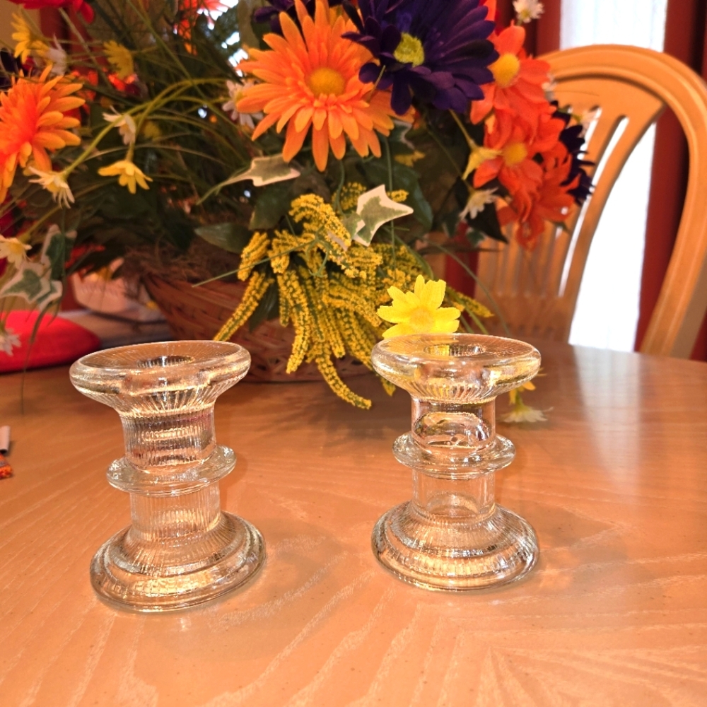 Elegant, Vintage Glass Candle Holders
